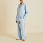 Laurent Cerulean Blue Pajamas in Sandwashed Silk