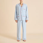 Laurent Cerulean Blue Pyjamas in Sandwashed Silk