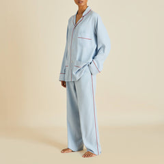 Laurent Cerulean Blue Pajamas in Sandwashed Silk