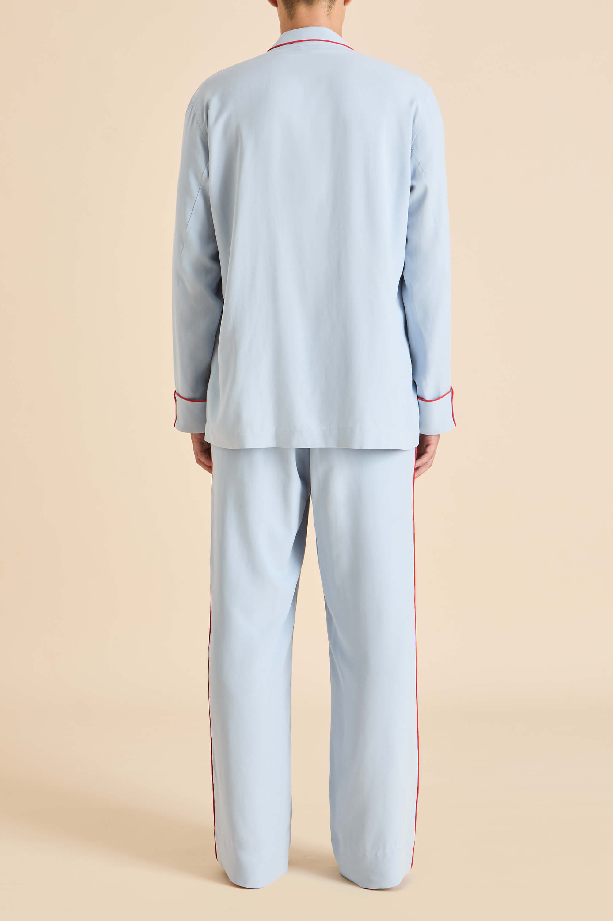 Laurent Cerulean Blue Pyjamas in Sandwashed Silk
