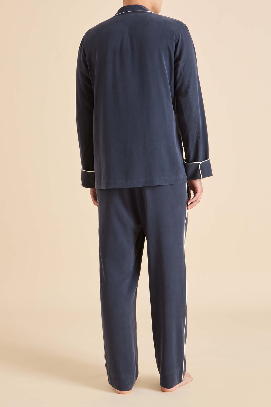 Laurent Navy Pyjamas in Sandwashed Silk