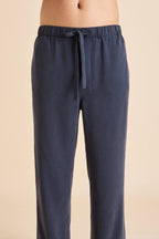 Laurent Navy Pyjamas in Sandwashed Silk