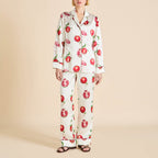 Lila Allegra Ivory Pomegranate Pajamas in Silk Satin