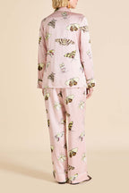 Lila Elda Pink Moth Pajamas in Silk Satin