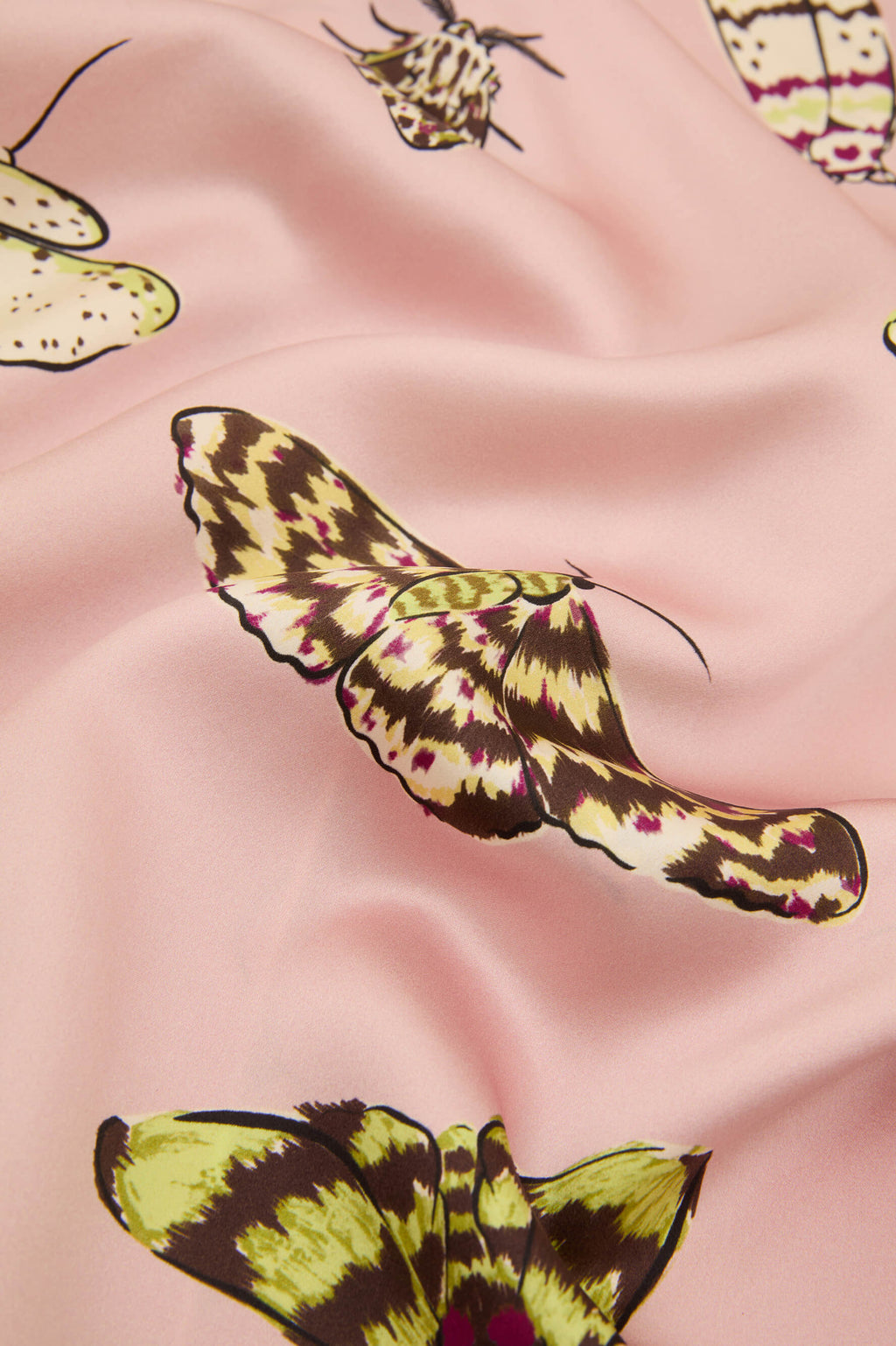 Lila Elda Pink Moth Pajamas in Silk Satin