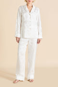 Lila Liliana Ivory Floral Pajamas in Silk Jacquard