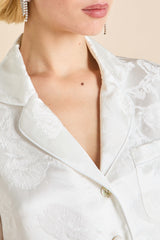 Lila Liliana Ivory Floral Pajamas in Silk Jacquard
