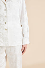 Lila Liliana Ivory Floral Pajamas in Silk Jacquard