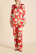 Lila Renata Red Plate Pajamas in Silk Satin