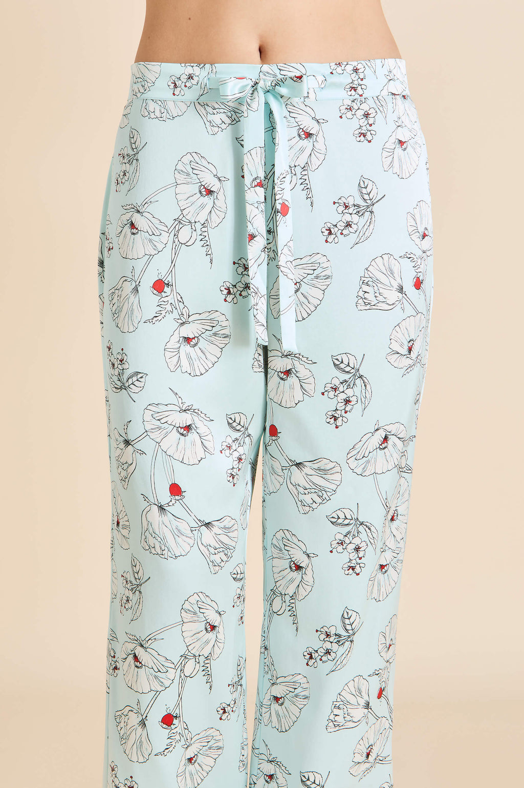 Lila Serafina Blue Floral Pajamas in Silk Satin