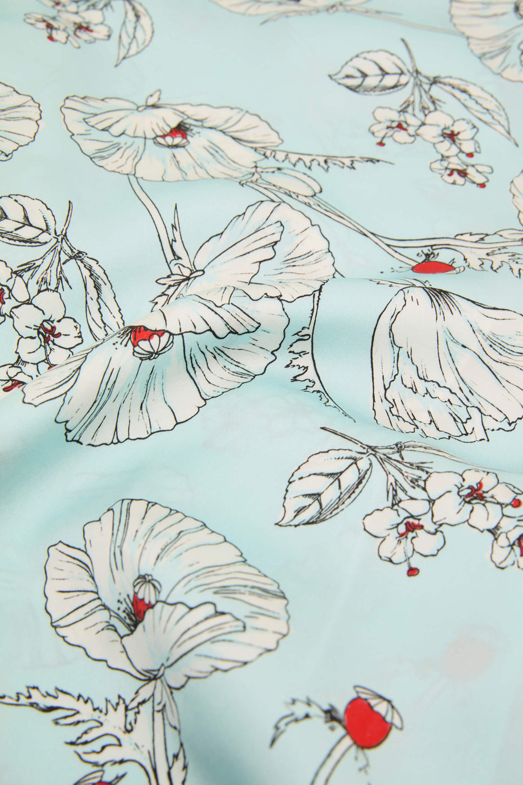 Lila Serafina Blue Floral Pajamas in Silk Satin