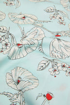 Lila Serafina Blue Floral Pajamas in Silk Satin