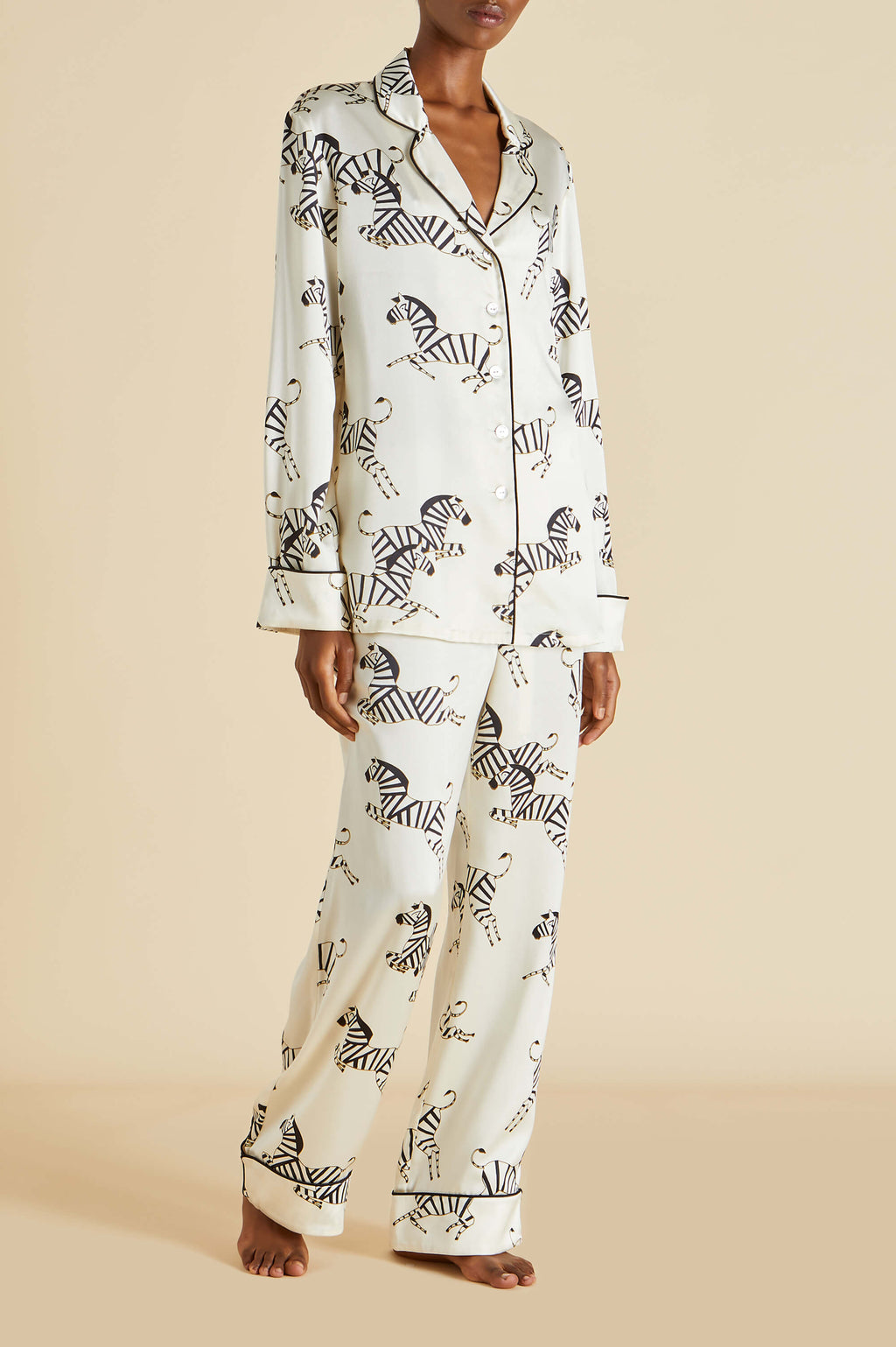 Lila Zebedee Ivory Pajamas in Silk Satin