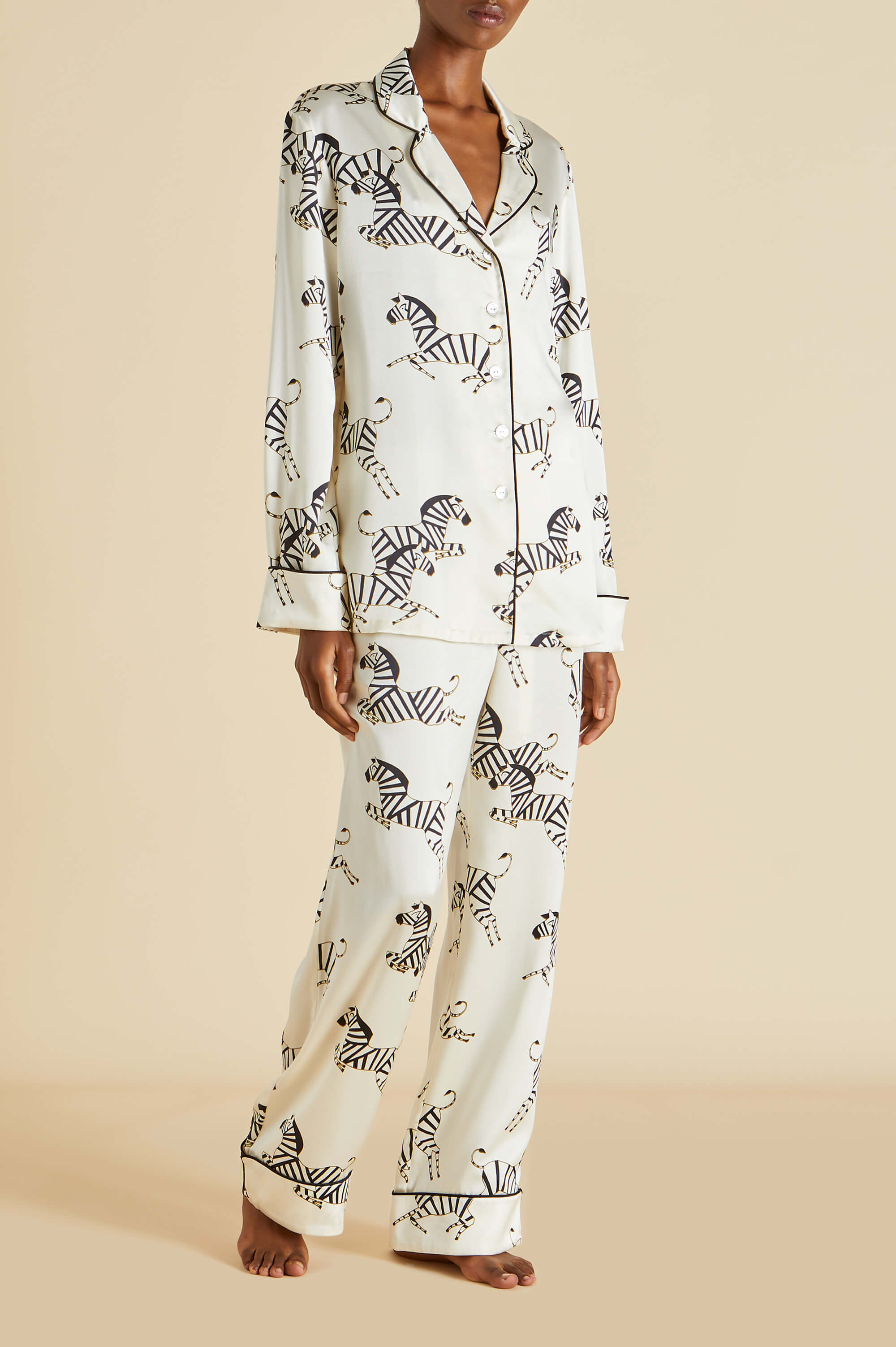 Lila Zebedee Ivory Pajamas in Silk Satin