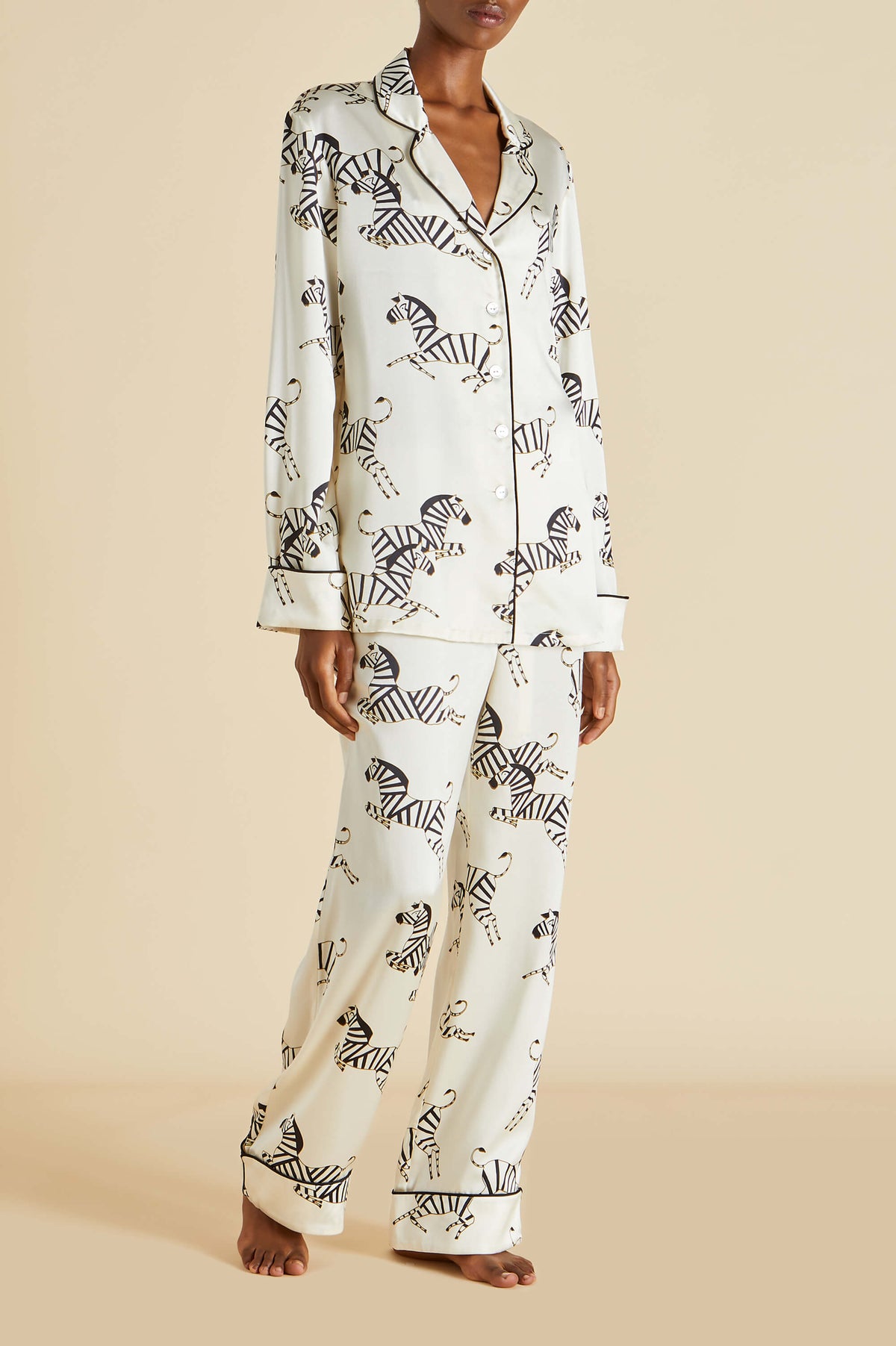 Lila Zebedee Ivory Pajamas in Silk Satin