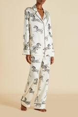Lila Zebedee Ivory Pajamas in Silk Satin