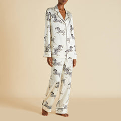 Lila Zebedee Ivory Pajamas in Silk Satin