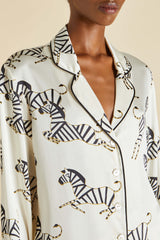 Lila Zebedee Ivory Pajamas in Silk Satin