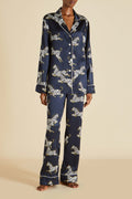 Lila Zizi Navy Pajamas in Silk Satin