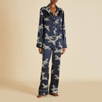 Lila Zizi Navy Pajamas in Silk Satin