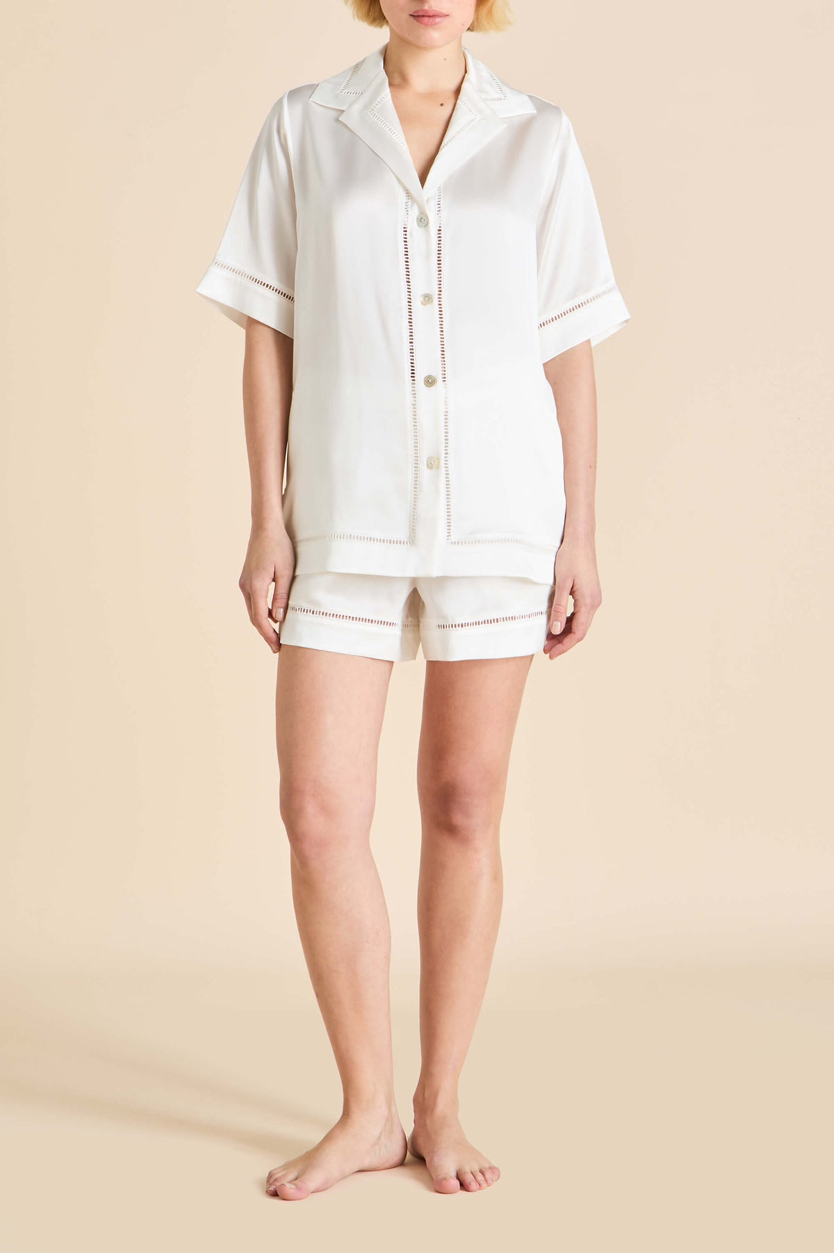 Marlene Ivory Pajamas in Silk Satin