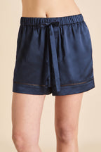 Marlene Navy Pajamas in Silk Satin