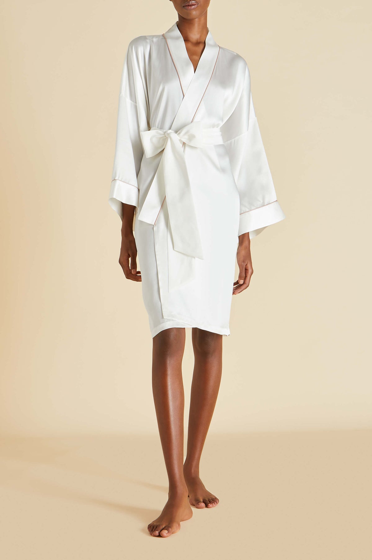 Mimi Ivory Oyster Robe in Silk Satin
