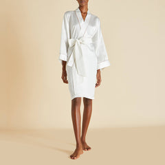 Mimi Ivory Oyster Robe in Silk Satin