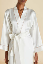 Mimi Ivory Oyster Robe in Silk Satin