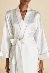 Mimi Ivory Oyster Robe in Silk Satin