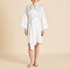Mimi Liliana Ivory Floral Robe in Silk Jacquard