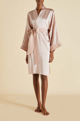 Mimi Oyster Ivory Robe in Silk Satin