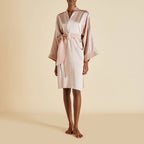 Mimi Oyster Ivory Robe in Silk Satin