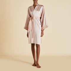 Mimi Oyster Ivory Robe in Silk Satin