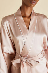 Mimi Oyster Ivory Robe in Silk Satin