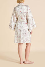 Mimi Rosalia Ivory Floral Robe in Silk Satin