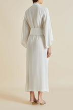 Queenie Ivory White Robe in Silk Crêpe de Chine