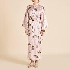 Queenie Elda Pink Moth Robe in Silk Satin