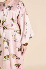 Queenie Elda Pink Moth Robe in Silk Satin