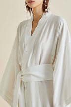 Queenie Ivory White Robe in Silk Crêpe de Chine