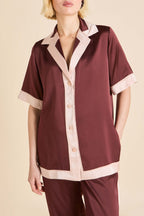 Tilda Bordeaux Burgundy Pajamas in Silk Satin
