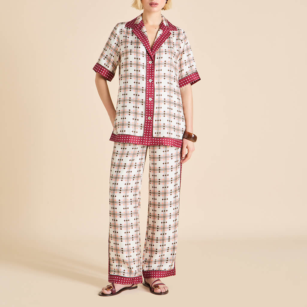 Tilda Cipriani Ivory Geometric Pajamas in Silk Twill
