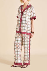 Tilda Cipriani Ivory Geometric Pajamas in Silk Twill