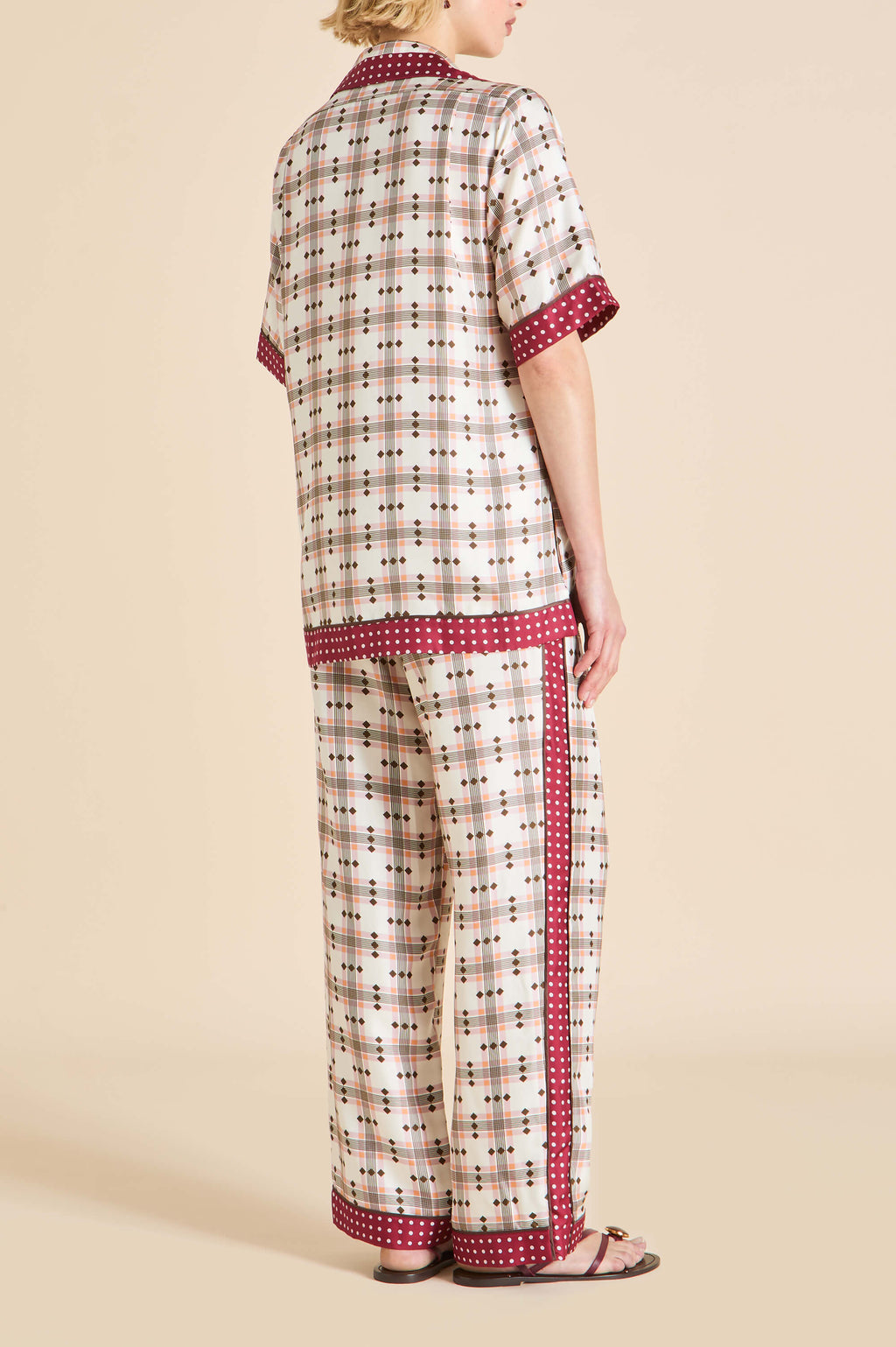 Tilda Cipriani Ivory Geometric Pajamas in Silk Twill