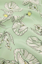 Yves Delfina Green Floral Pajamas in Silk Crêpe de Chine