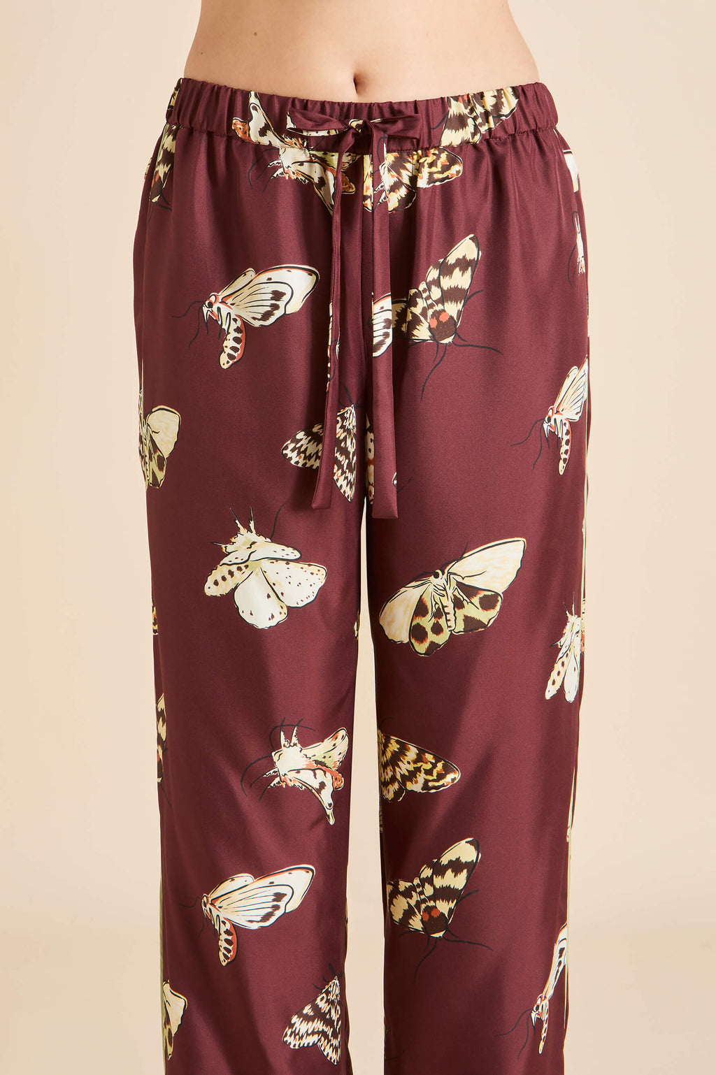Yves Ettore Brown Moth Pajamas in Silk Twill