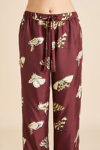 Yves Ettore Brown Moth Pajamas in Silk Twill