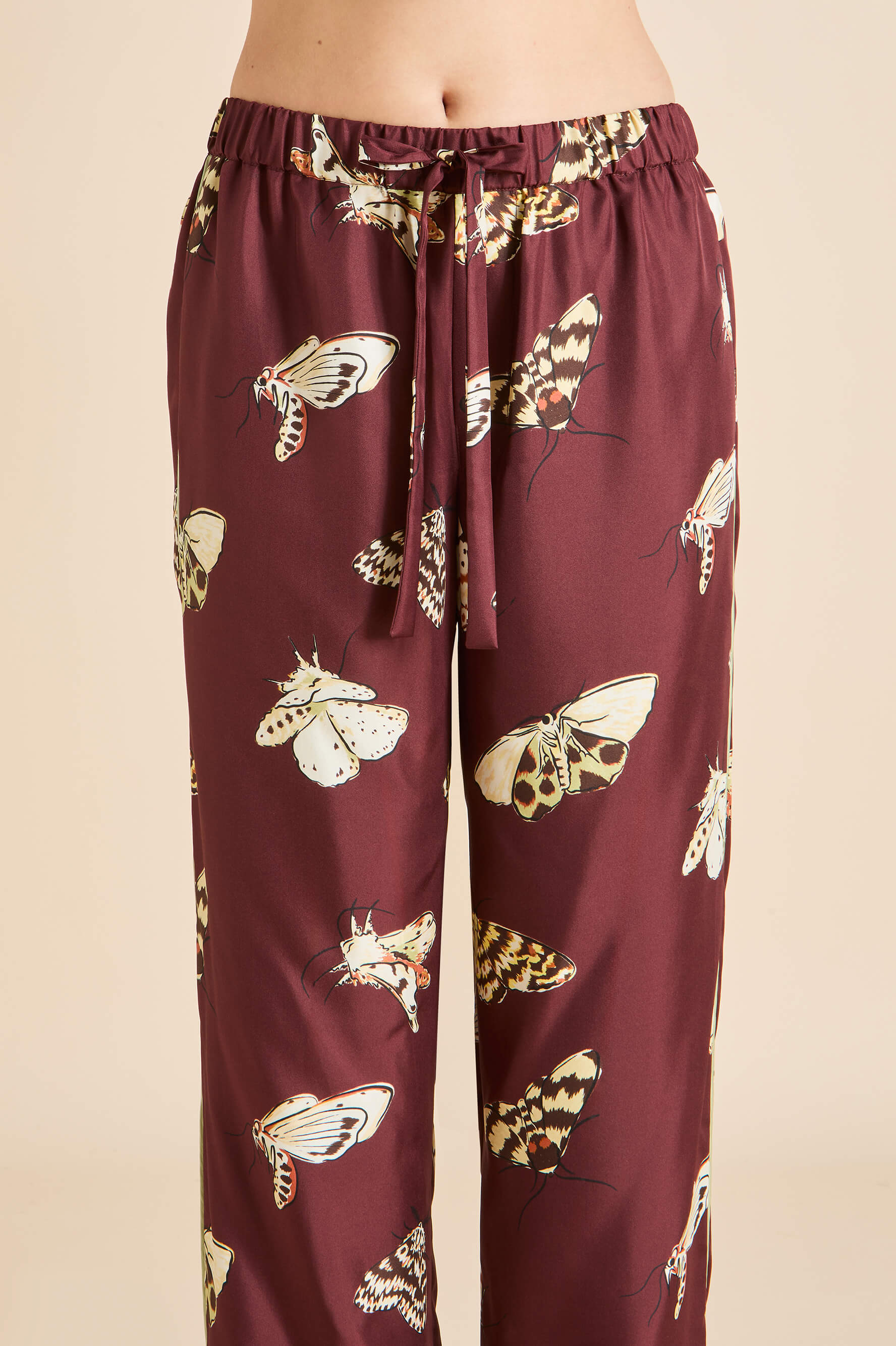 Yves Ettore Brown Moth Pajamas in Silk Twill