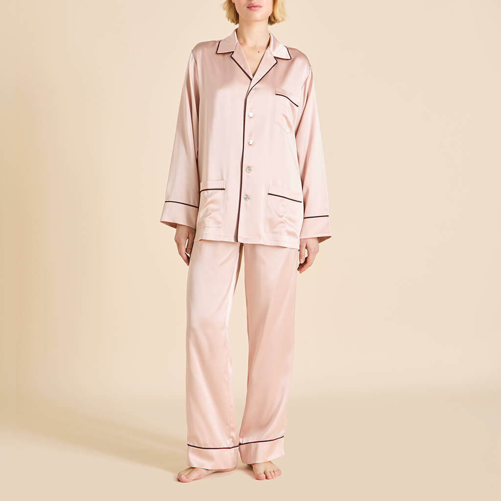Yves Rose Pink Pajamas in Silk Satin