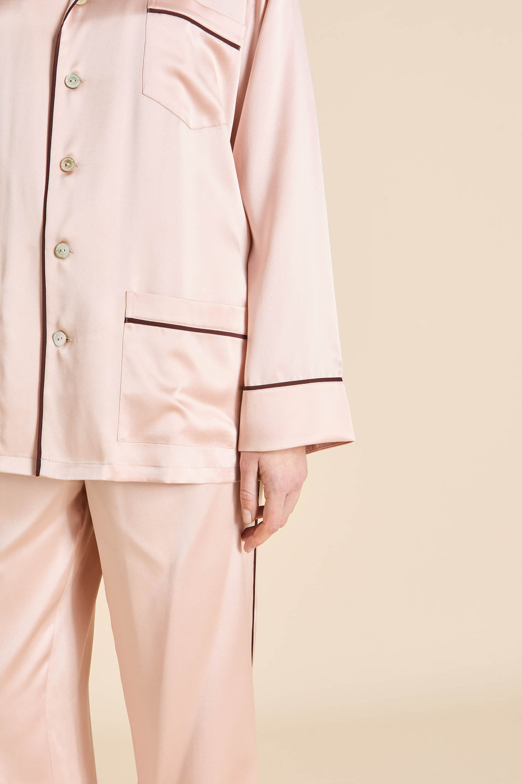 Yves Rose Pink Pajamas in Silk Satin